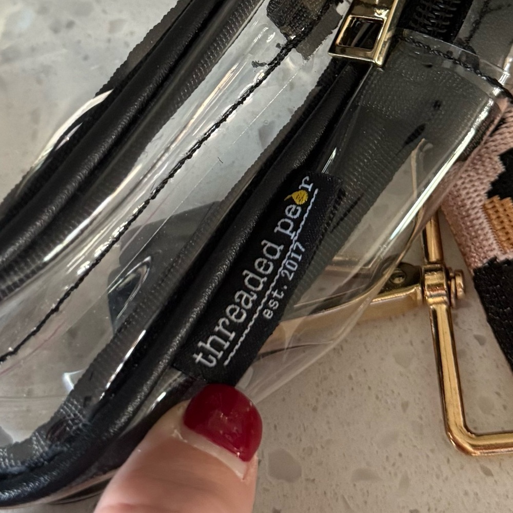 Threaded Pear Clear Black Trim Women Bag